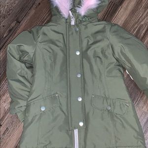 Girls jacket xs size 4-5 parka jacket green